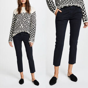 NILI LOTAN East Hampton Cotton Slim Straight Cropped Pants in Black Size 2